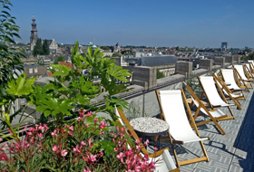 Roof garden with loungers