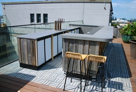 Roof terrace with a bar
