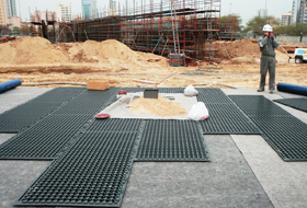 During construction works of a green roof