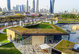 Buildings with extensive green roofs in the city