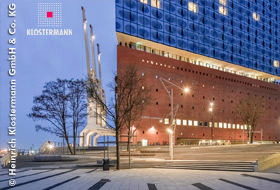 Square in front of the The Elbphilharmonie at night