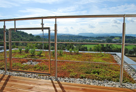 Roof garden with railing