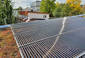 Green roof with tubular photovoltaic modules
