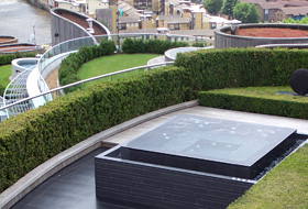 Modern fountain on a roof terrace