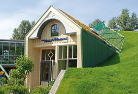 Green roof on the playhouse in the Paswijckpark