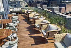 Roof terrace with chairs and tables