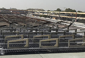 Solar Base Frames mounted on Solar Bases SB 200 on a flat roof.
