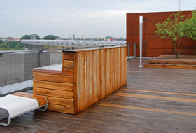 Roof garden with a bar